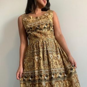 60s RARE Vintage Gold Metallic Maxi Dress